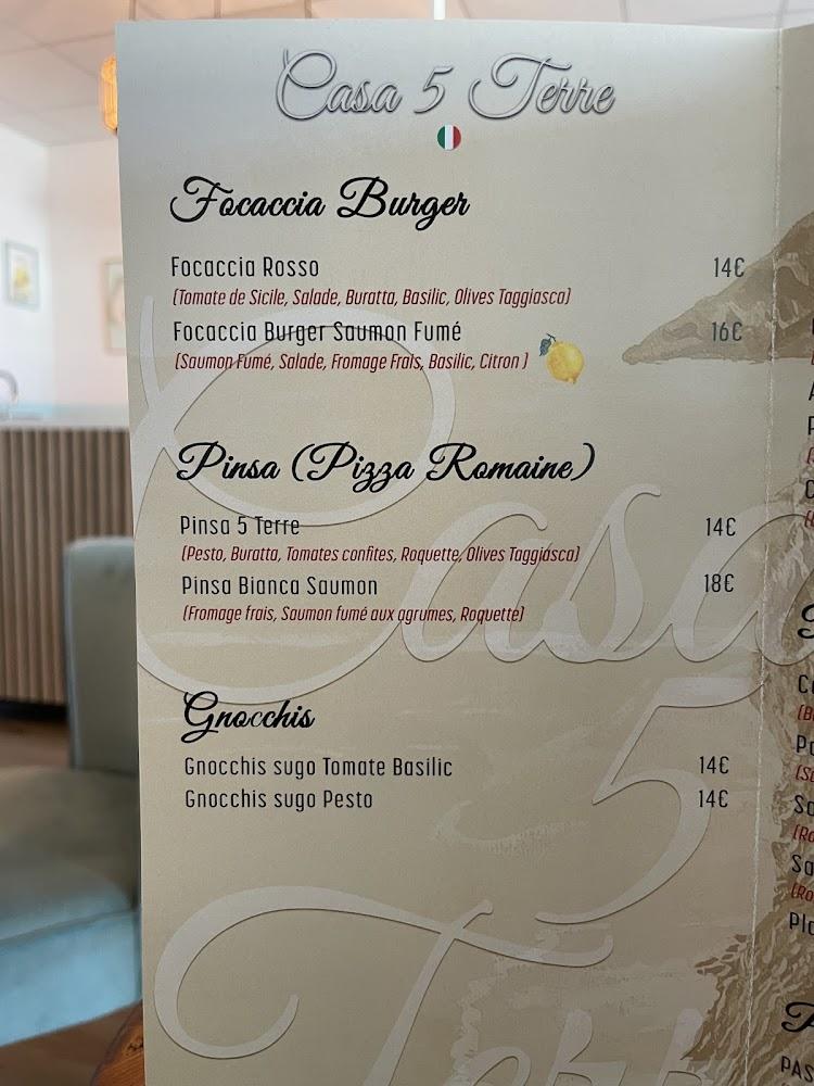 CASA 5 TERRE - Menu Image 4